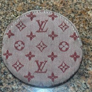 Louis Vuitton Red and Cream Monogram Coin Pouch